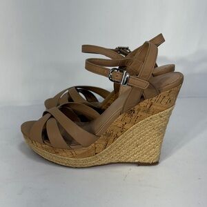 👞👞 Charlies  leather, cork, rope, multi strap wedge sandals: